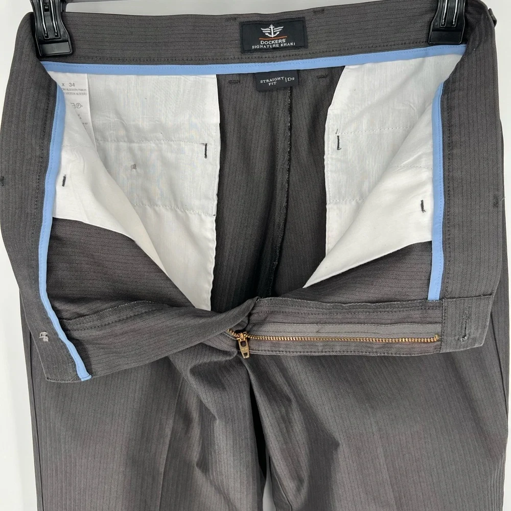 DOCKERS SIGNATURE KHAKI STRAIGHT FIT D/2 GREY PANTS‎ NWOT
